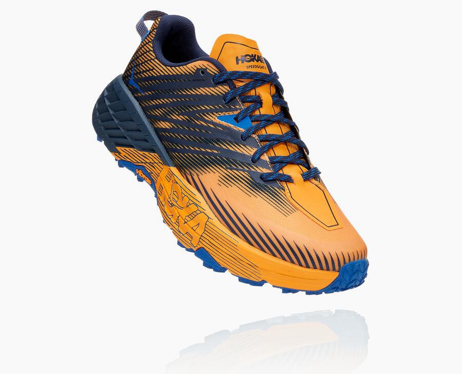 Hoka One One Speedgoat 4 - Men Trail Shoes - Orange/Black,Australia CWD-472906